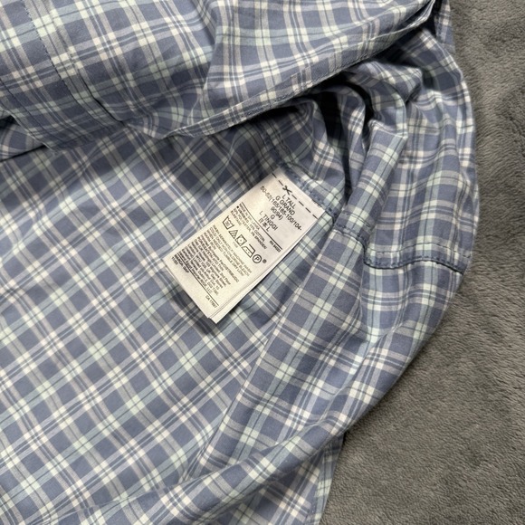 GAP Shirt Men's LT Large Tall Blue Plaid Untucked Fit Stretch Soft Poplin Casual - Picture 8 of 9